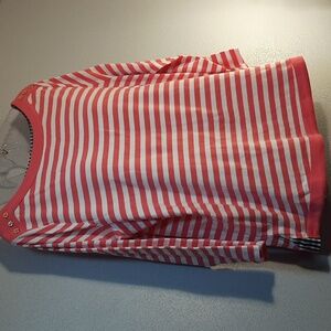 SALE!  Get ready for spring/summer! Pink striped knit top, 3/4 length sleeves.